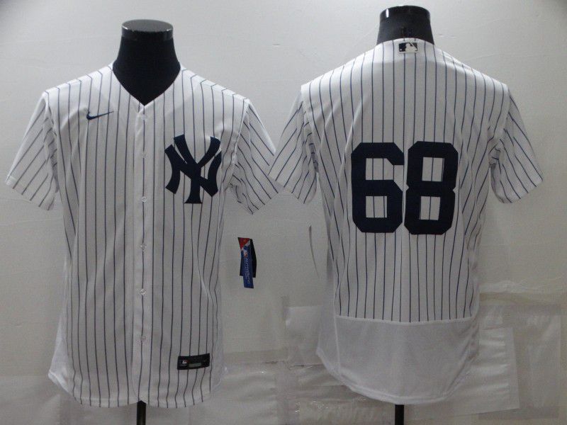 Men New York Yankees #68 No Name White Strip Elite 2022 Nike MLB Jersey